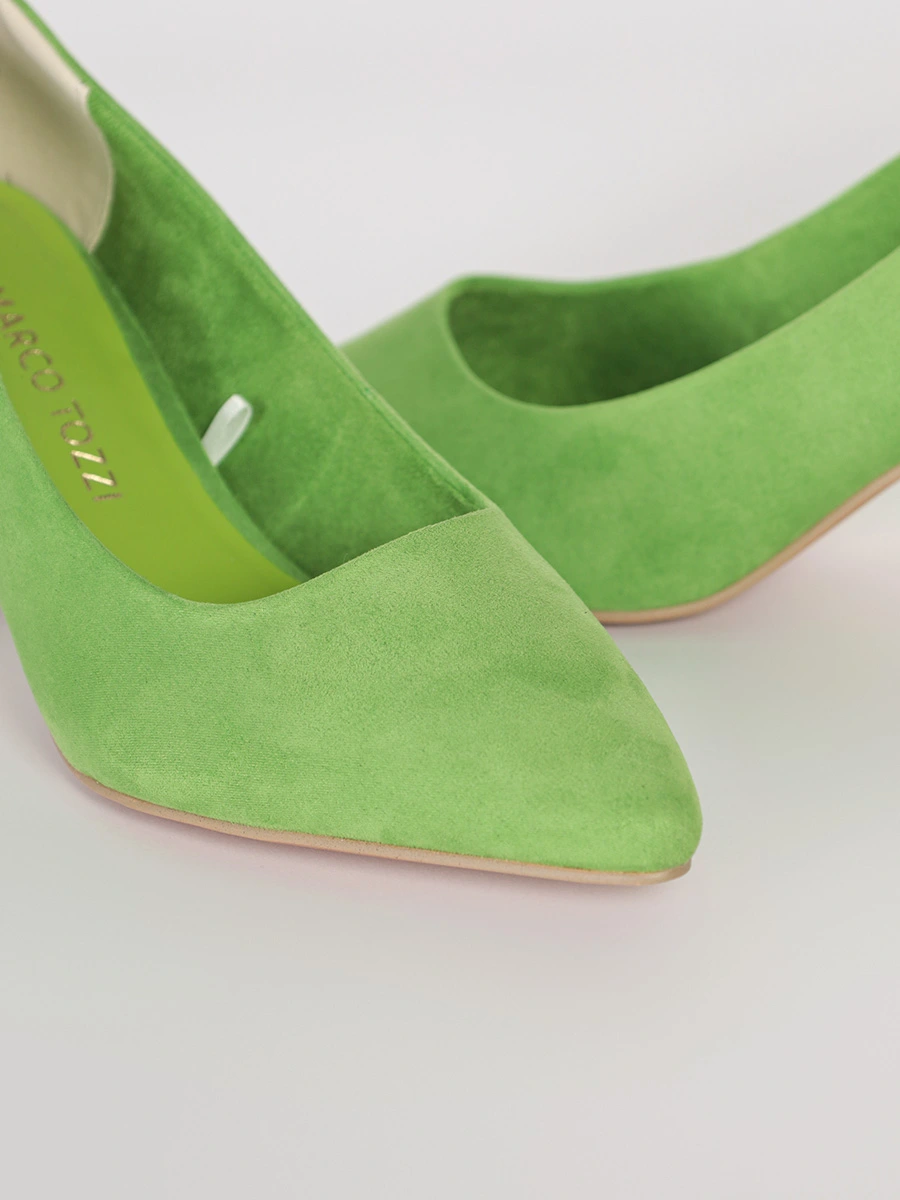 Туфли-лодочки зеленого цвета на высоком каблуке